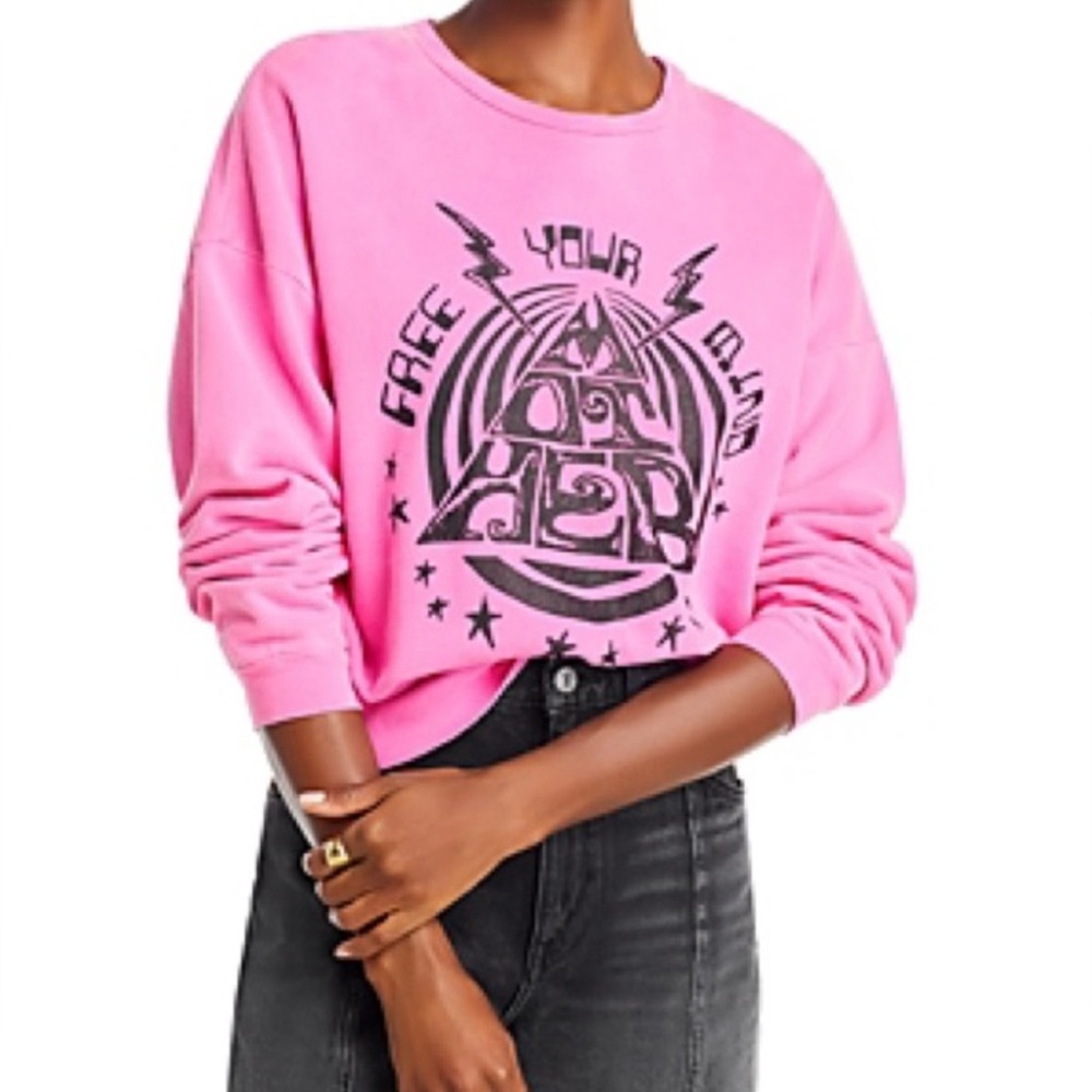 MOTHER Pink Graphic Crewneck Sweatshirt